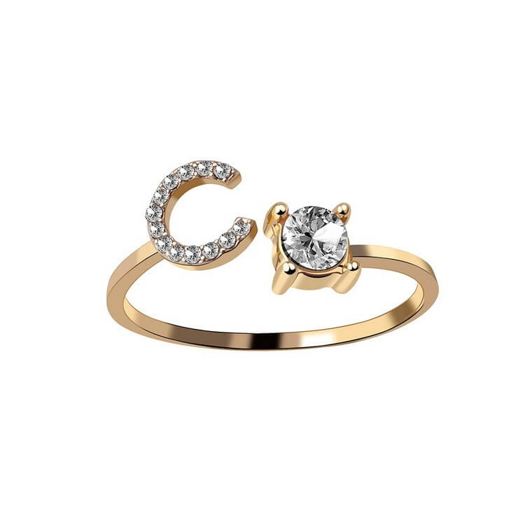 Adjustable Initial Letter Ring For Women | 26 Letter Initial ring