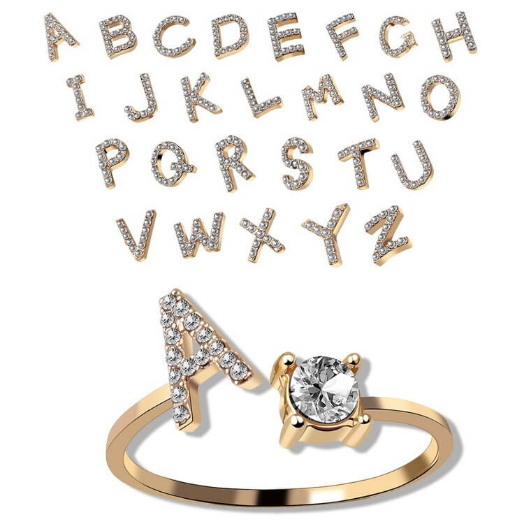 Adjustable Initial Letter Ring For Women | 26 Letter Initial ring
