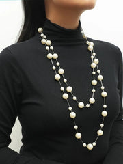 Silver Pearl Layered Necklace