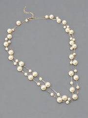 Silver Pearl Layered Necklace