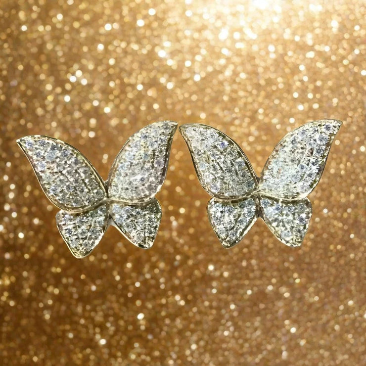 18K Gold Plated Butterfly Zircon Stud Earrings