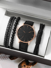 Quartz Watch & 3pcs Bracelet