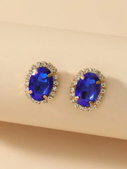 Blue Stoned Stud Earrings