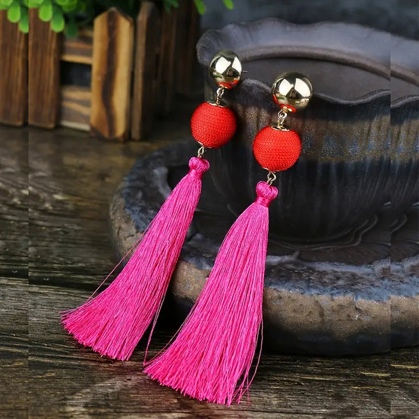 Boho Women's Multicolor Tassel Pendant Earrings