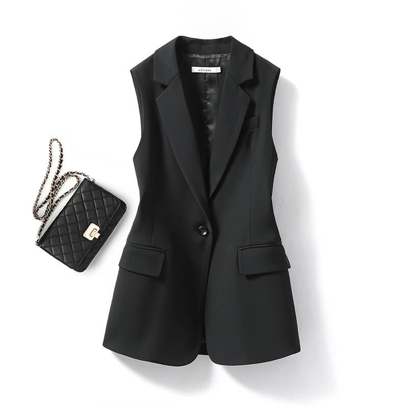 Black Women's Tailored Suit Vest |  Women's Sleeveless Suit Vest