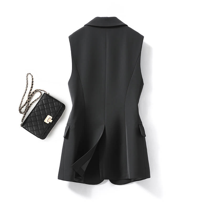 Black Women's Tailored Suit Vest |  Women's Sleeveless Suit Vest