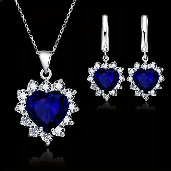 Blue Diamond Pendant Set