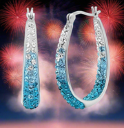 Colorful Double Color Rhinestone Crystal Round Circle Hoops(Blue/Pink)