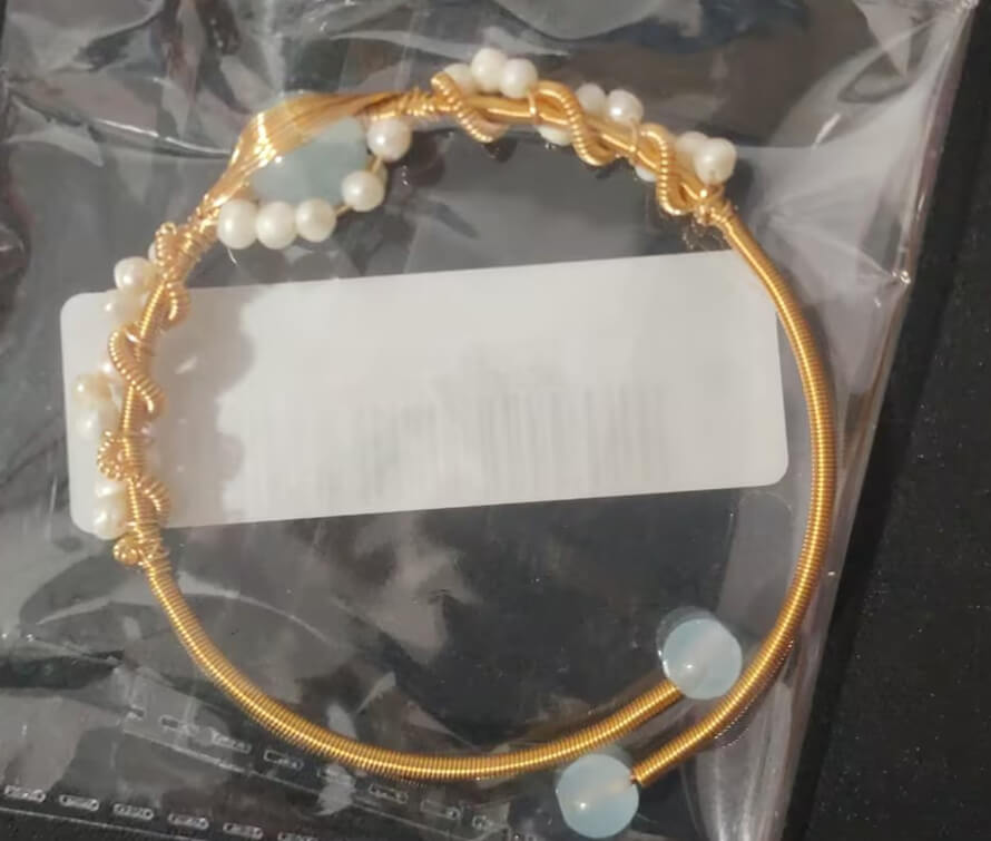 Braided Pearl Bracelet Vintage Style  Gold Plated Bracelet