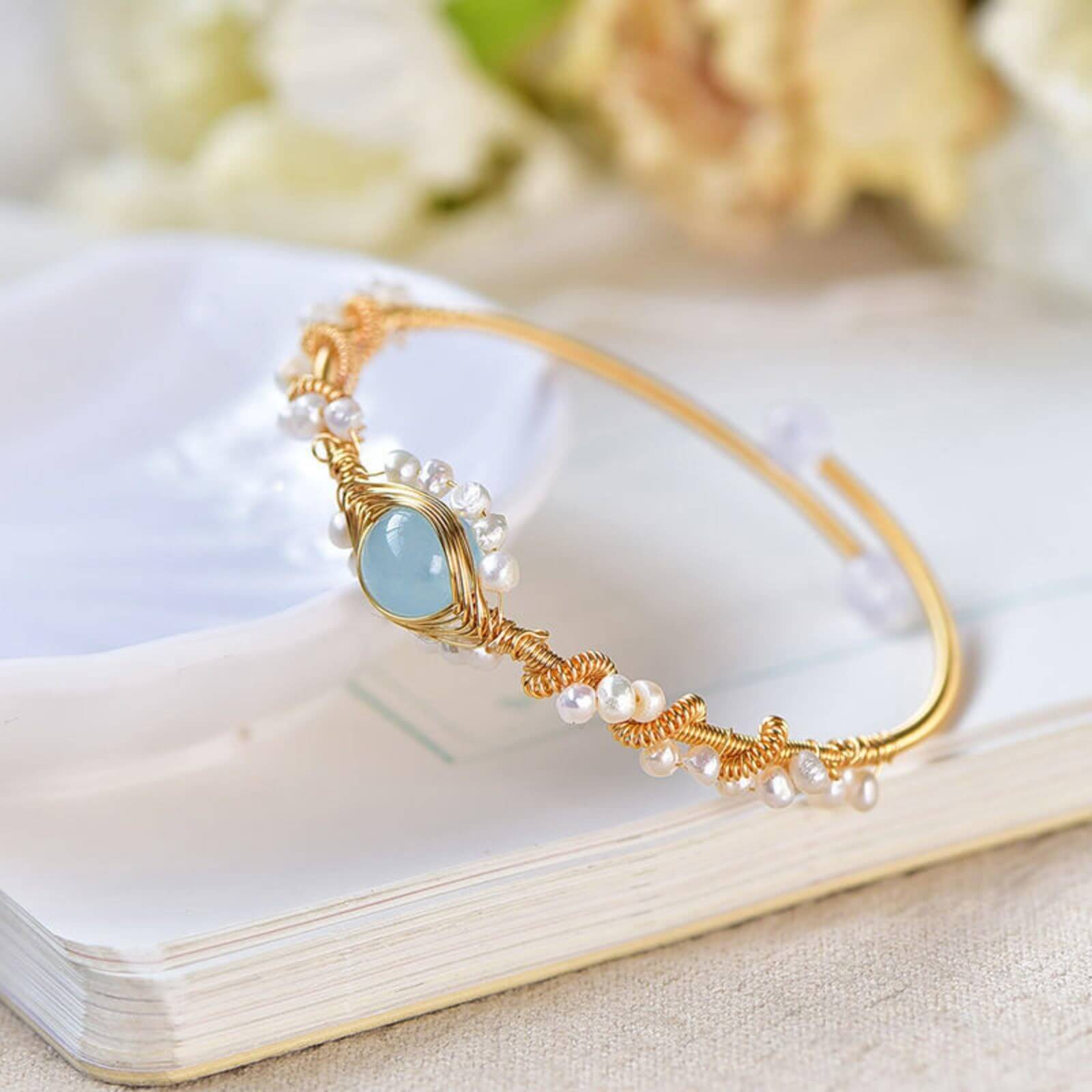 Braided Pearl Bracelet Vintage Style  Gold Plated Bracelet