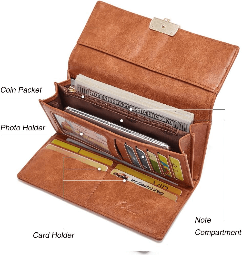 Brown Leather Wallet For Women | Multi Card Organizer Wallet