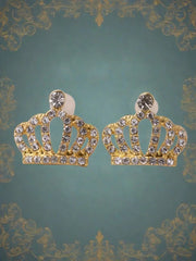 Rhinestone Crown Design Stud Earrings