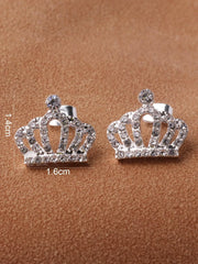 Rhinestone Crown Design Stud Earrings