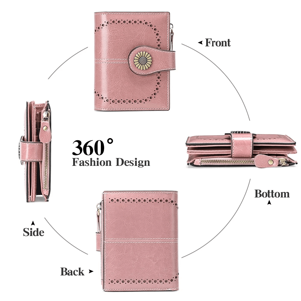 Compact Bifold Card Holder For Women  Best Leather Wallet For Women