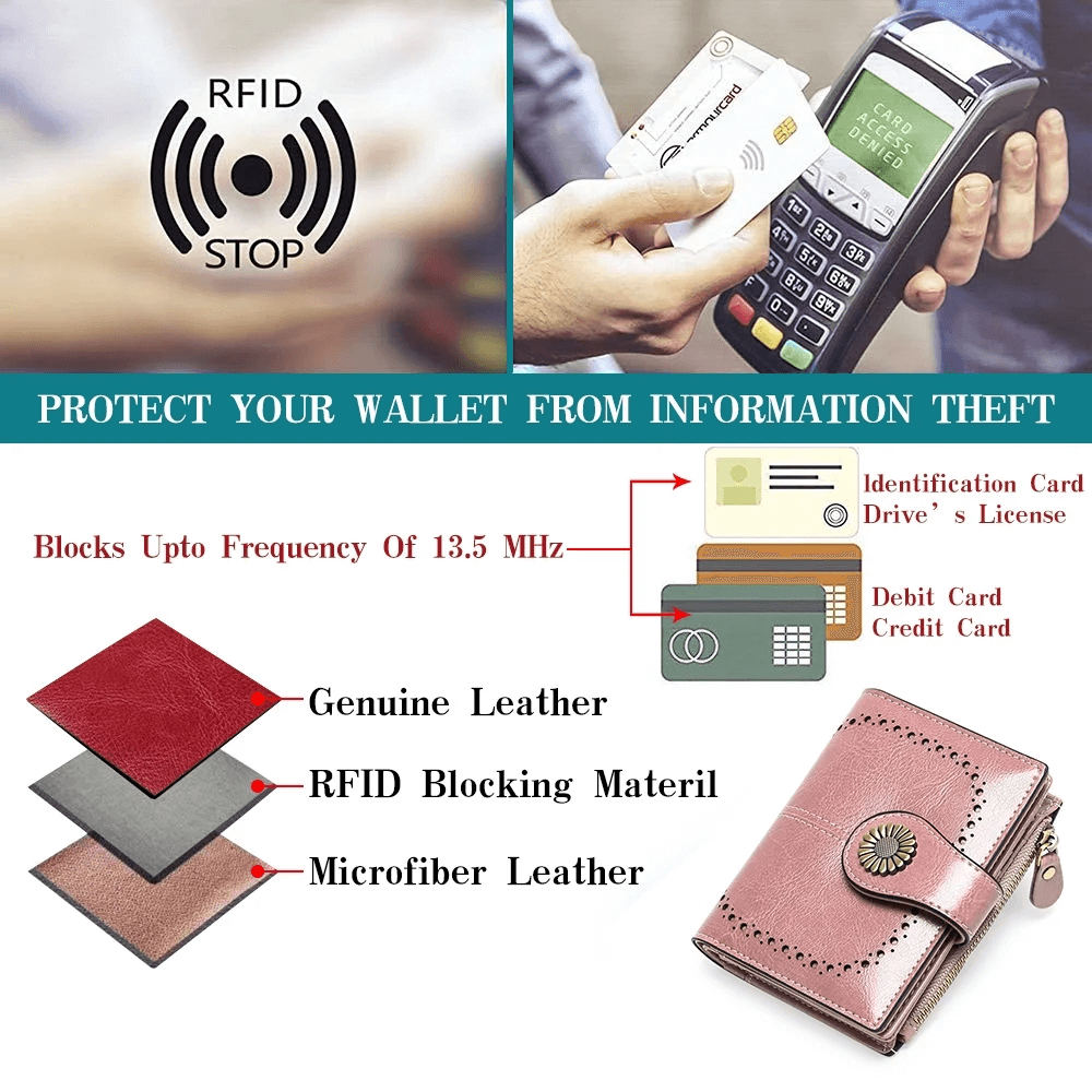 Compact Bifold Card Holder For Women  Best Leather Wallet For Women