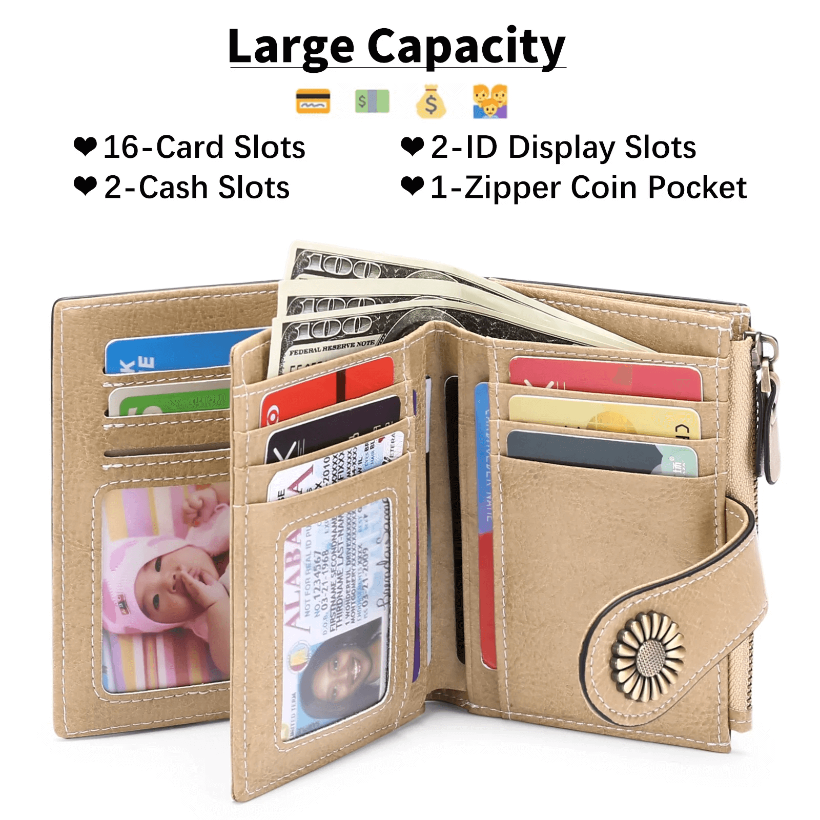 Compact Bifold Leather Wallet For Women | Stylish Women Accessories