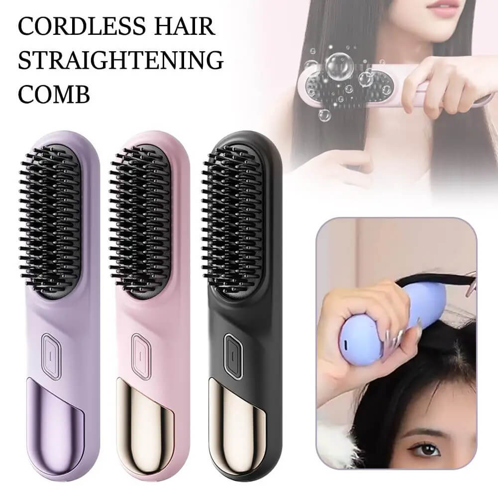 Cordless Hair Straightener brush | Fast Heating Hair Straightener