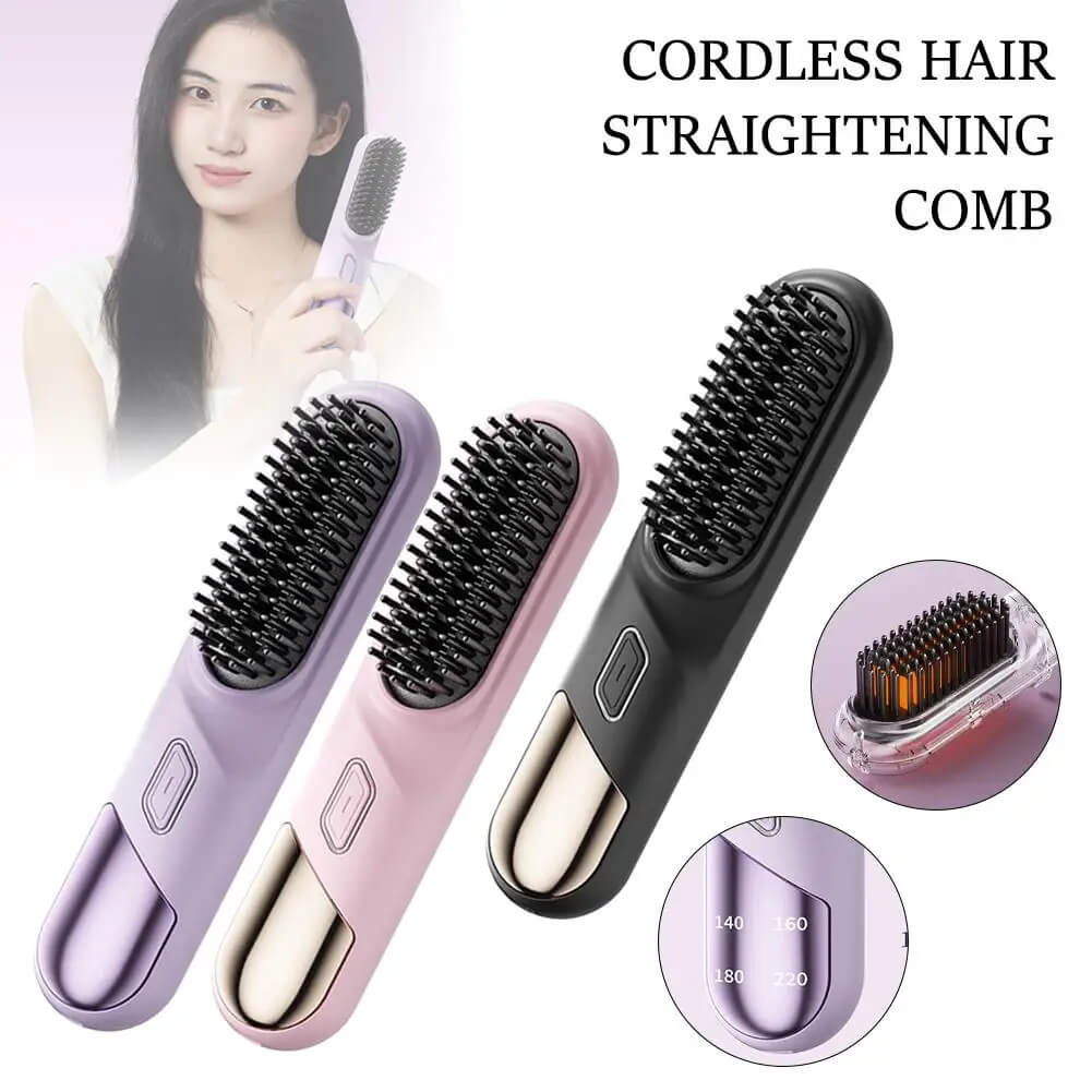 Cordless Hair Straightener brush | Fast Heating Hair Straightener