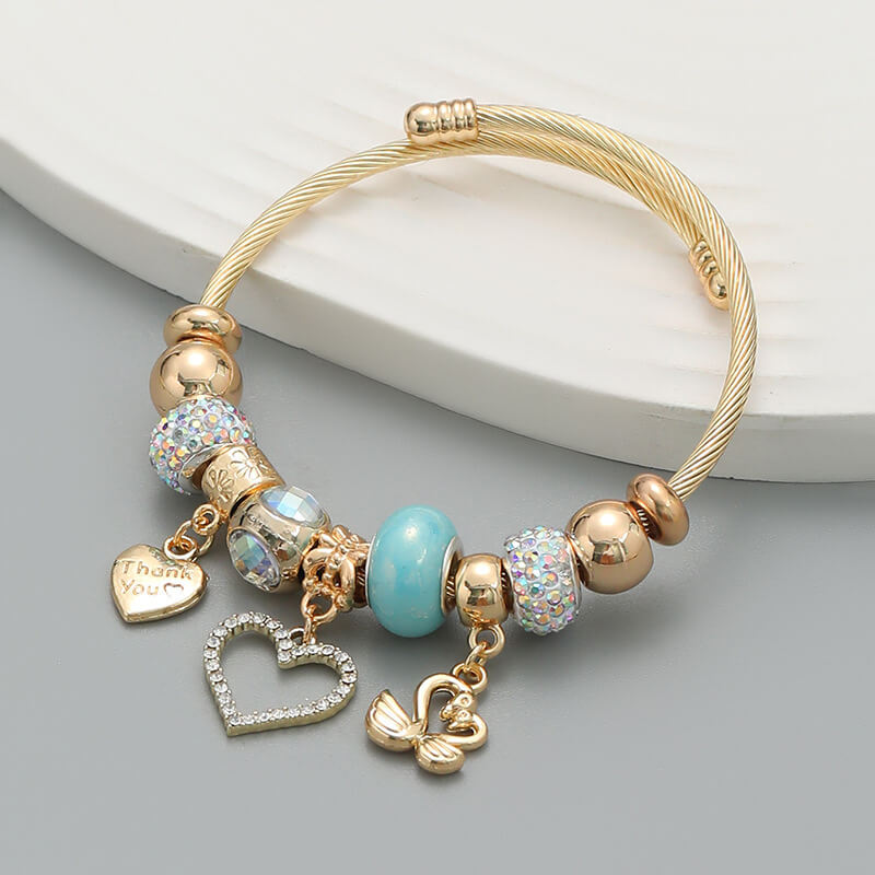 Couple Bracelet Set With Heart Pendant | Couples Bracelet Heart