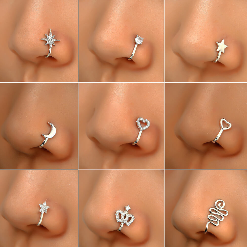 Creative Star Heart Crown Nose Ring | Small Star Nose Piercing Jewelry