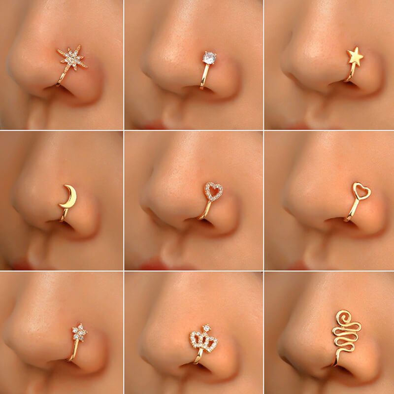 Creative Star Heart Crown Nose Ring | Small Star Nose Piercing Jewelry