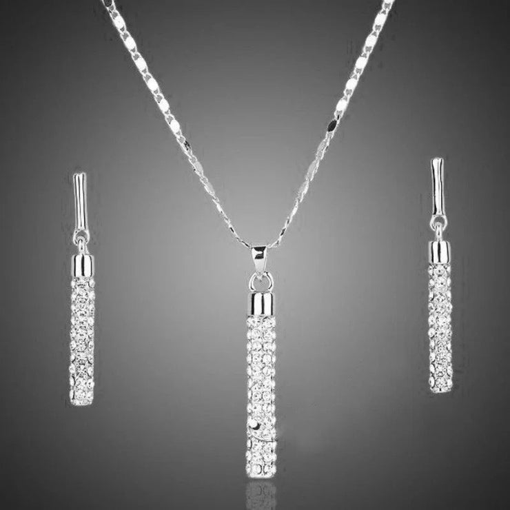 Sparkling Crystal Rhinestone Zircon Cylindrical Rod Set