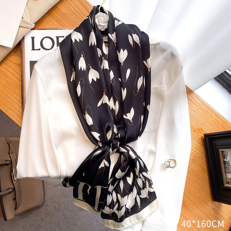 Decorative Winter Scarf With Flowers |  Warm Floral Fashion Scarf 