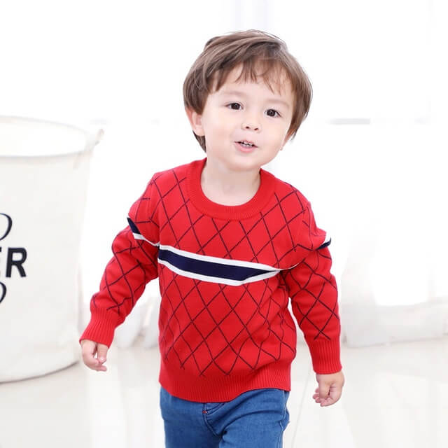Diamond Pattern Boys Jumper | Cotton Diamond Stitch Sweater Boy