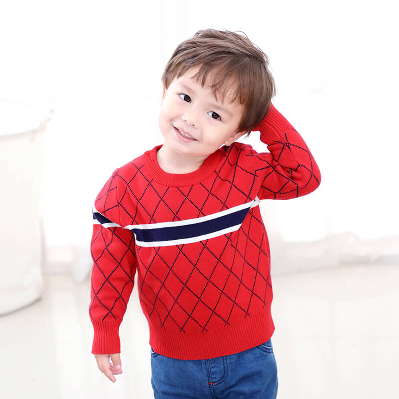 Diamond Pattern Boys Jumper | Cotton Diamond Stitch Sweater Boy