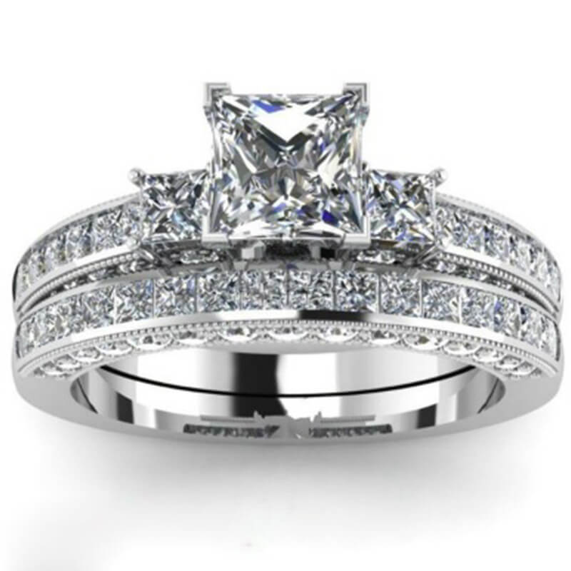 European And American Jewelry Women | Crystal Couple Rings Set