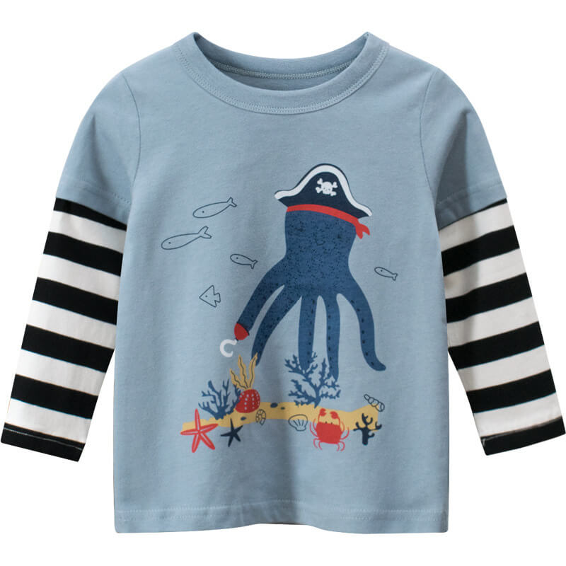 Fake Long Sleeve T-Shirt For Kids | Kids Cartoon Printed Fake Sleeve