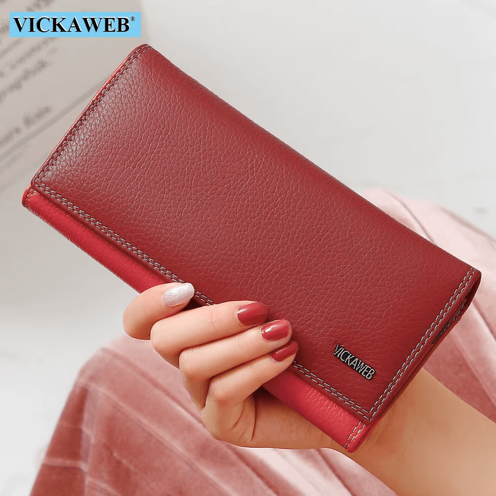 Female Long Patchwork leather Wallet For Travel | Leather Money Purse