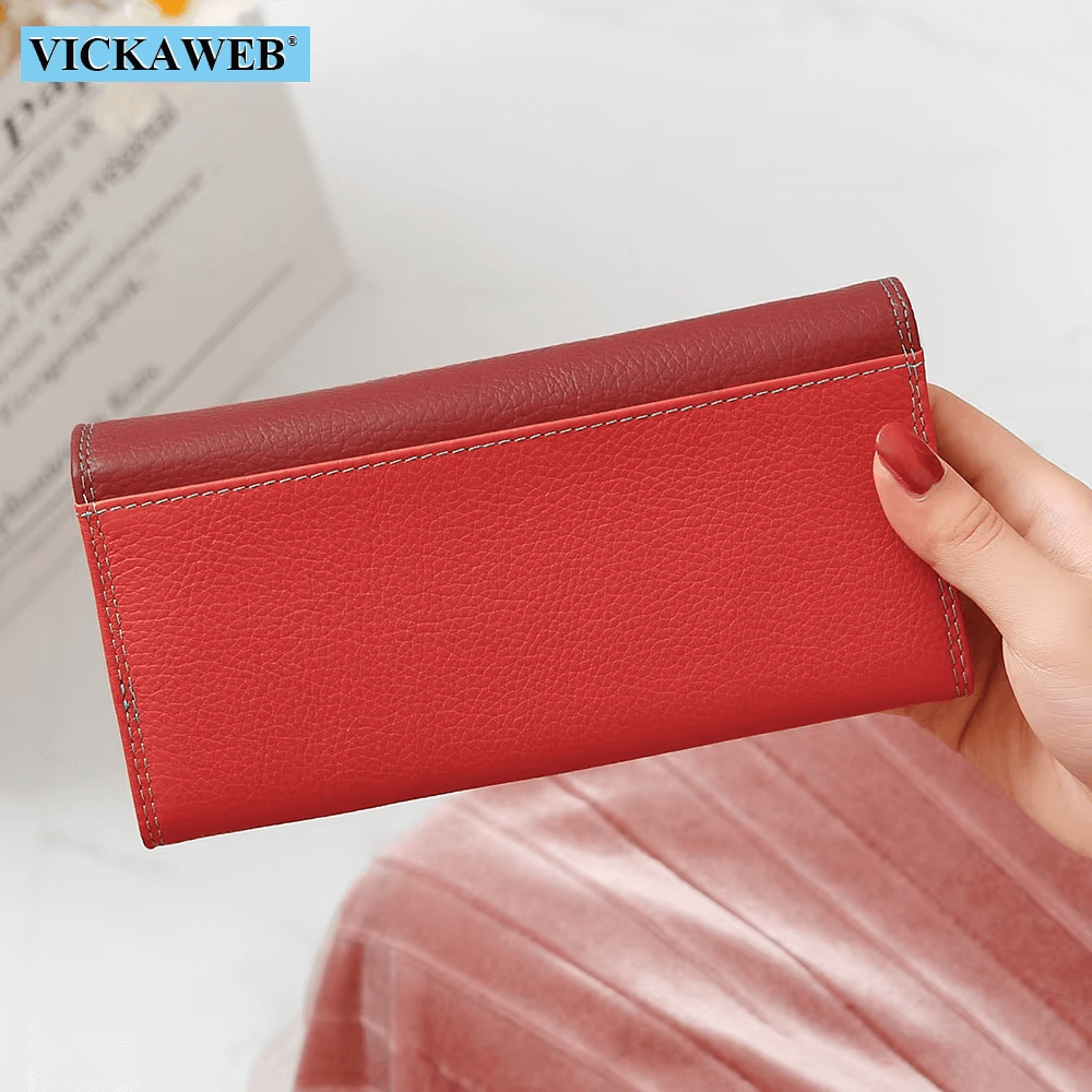 Female Long Patchwork leather Wallet For Travel | Leather Money Purse
