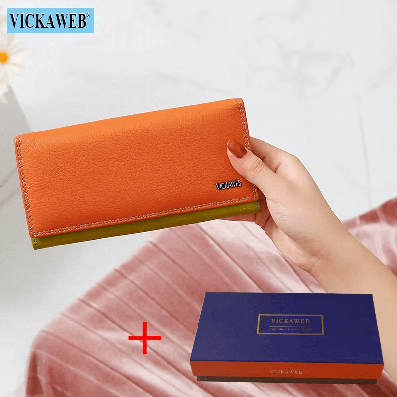 Female Long Patchwork leather Wallet For Travel | Leather Money Purse