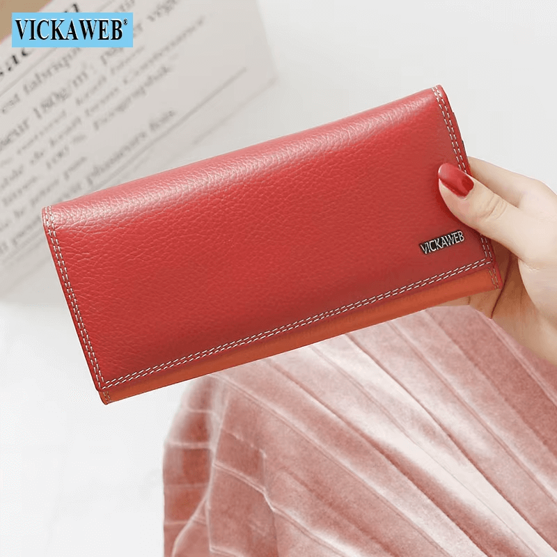 Female Long Patchwork leather Wallet For Travel | Leather Money Purse
