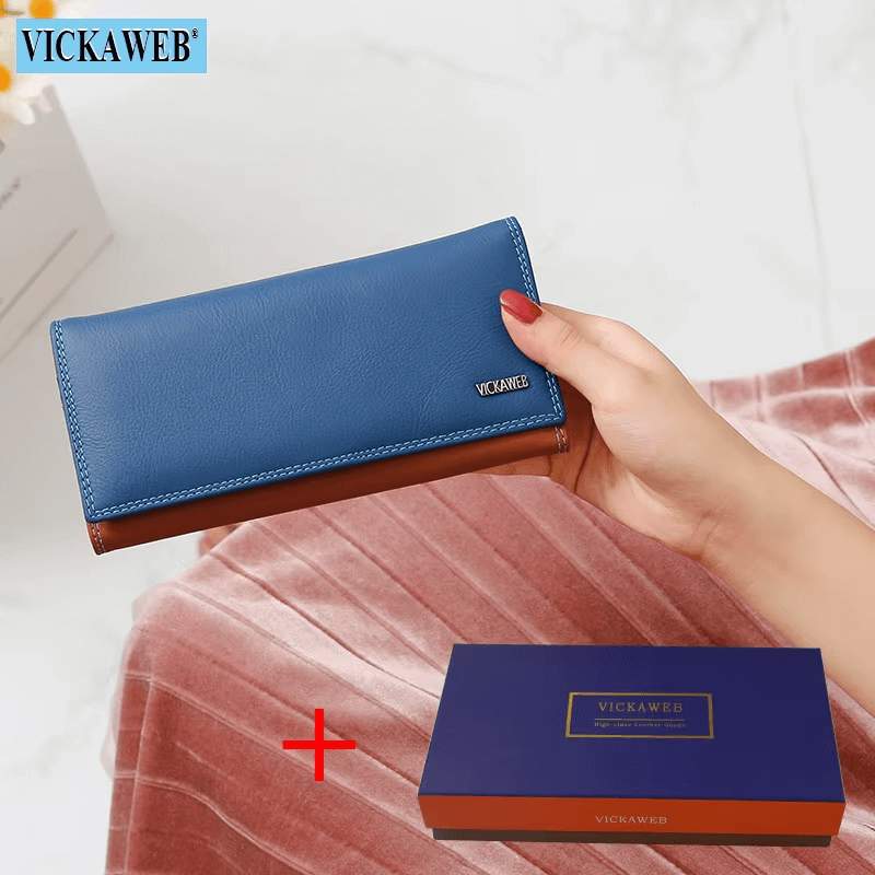 Female Long Patchwork leather Wallet For Travel | Leather Money Purse