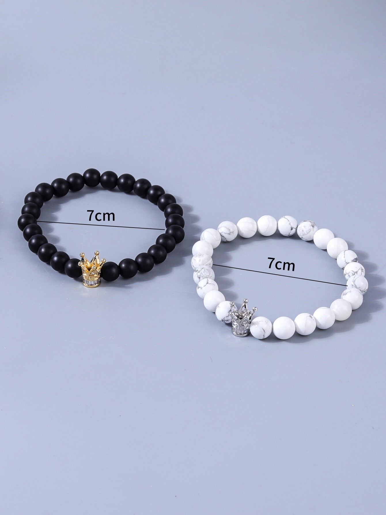Frosted White Turquoise Bracelet | Crown Charm Bracelet For Couples