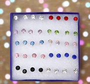 5 pair Luxury Crystal Round Stud Earrings