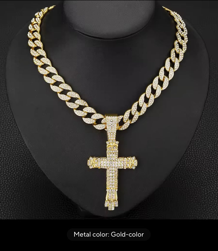 Cross Cross Pendant Necklace For Men HiCuban Chain