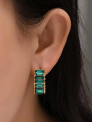 Emerald Color Open Hoop Earrings