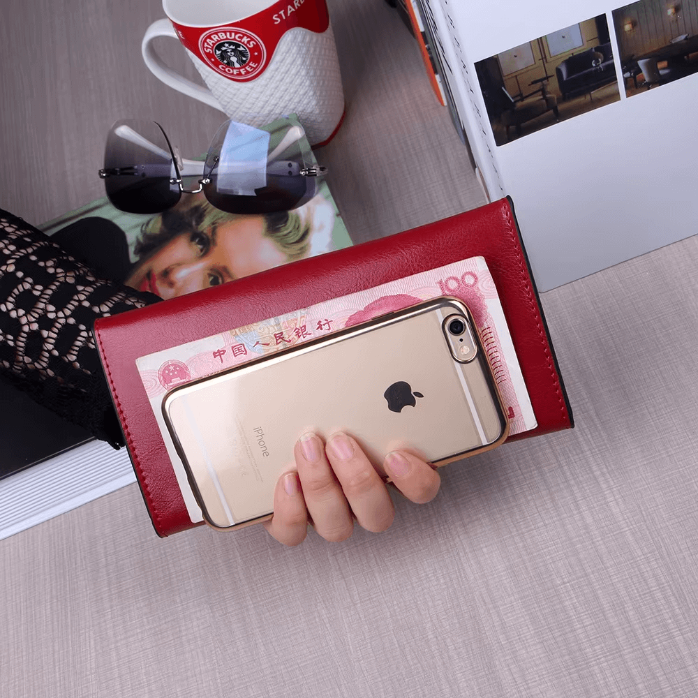 Genuine Cowhide Wallet For Women  Cowhide Clutch Wallet Ladies