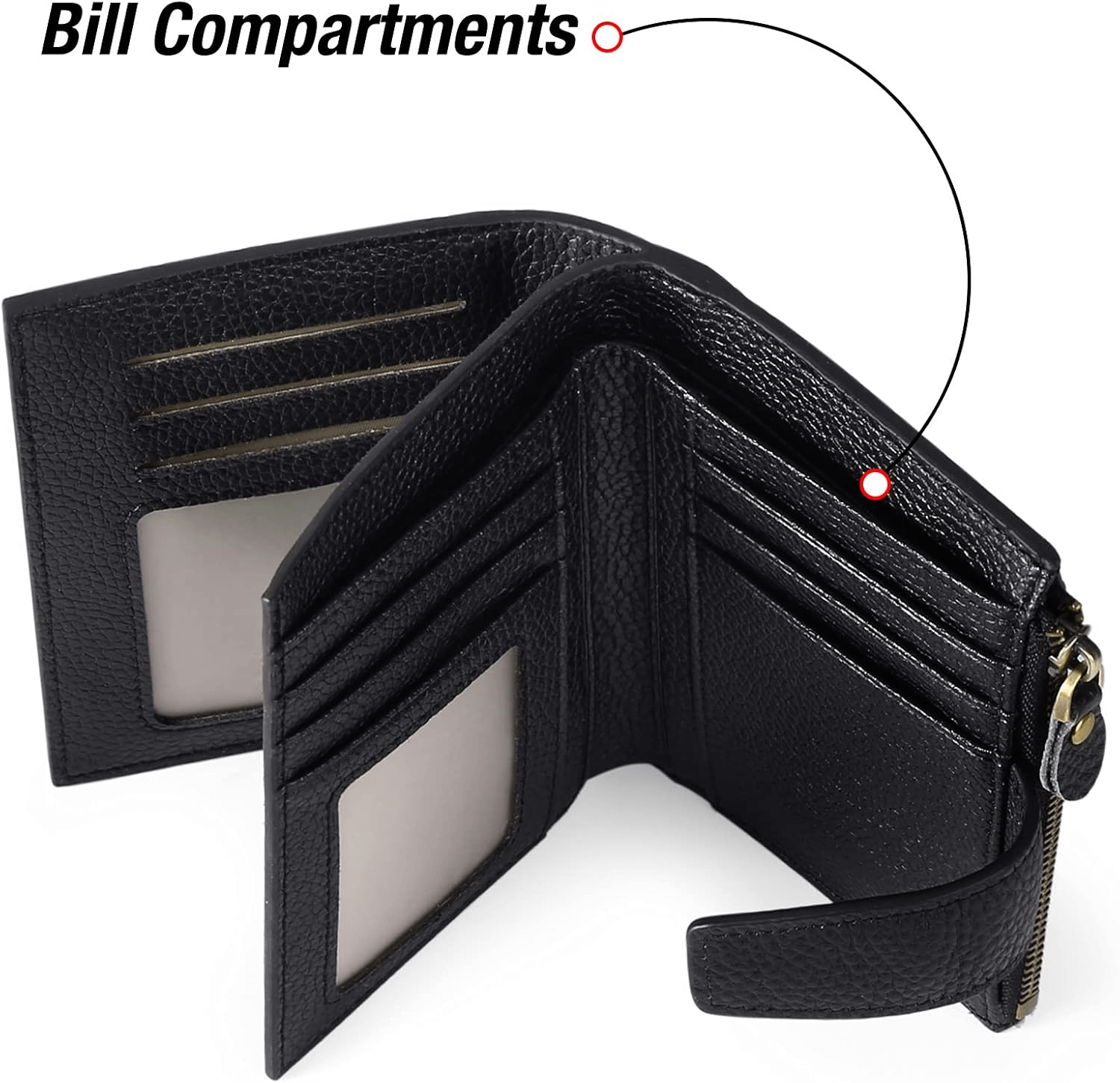 Genuine Leather RFID Wallet Women | Small Zip Around Leather Wallet