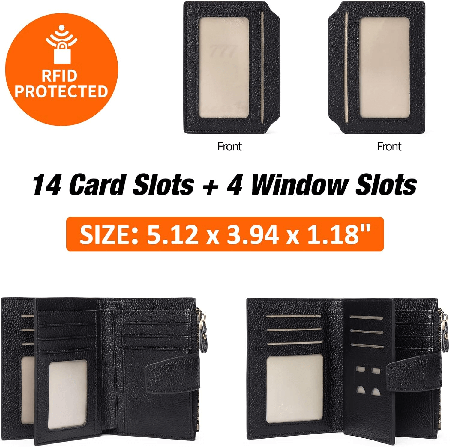 Genuine Leather RFID Wallet Women | Small Zip Around Leather Wallet