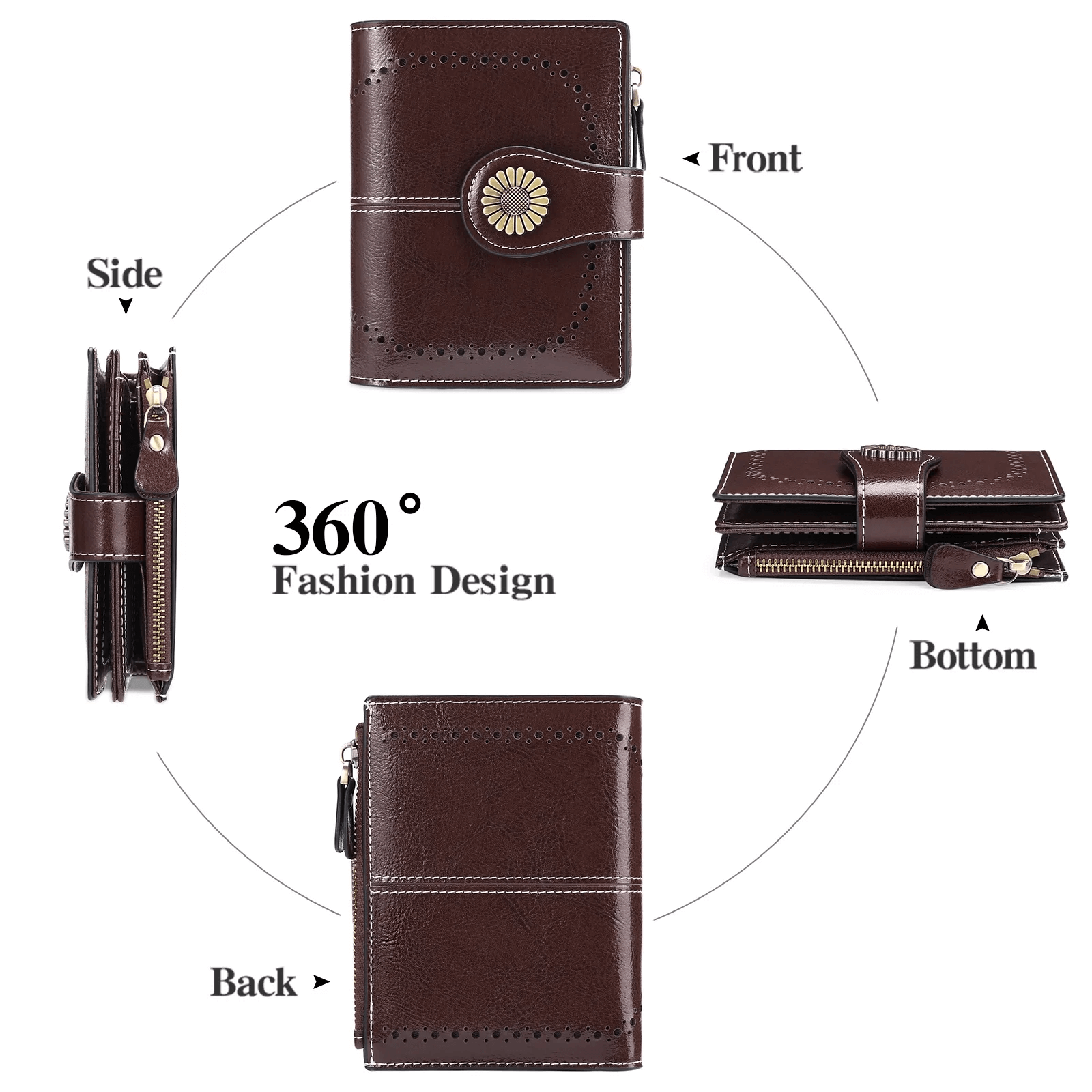 Genuine Leather Wallet For Women  Slim Wallet With Multiple Card Slots