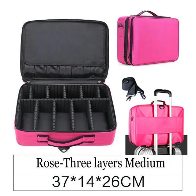 Trends Brand Cosmetic Case Suitcases Multi-storey Large Professional Makeup Bag Women Beauty Storage Organizer Cosmetic Bag