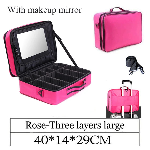 Trends Brand Cosmetic Case Suitcases Multi-storey Large Professional Makeup Bag Women Beauty Storage Organizer Cosmetic Bag