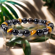 Men's Natural Hematite Bracelet Yellow Tiger Eye