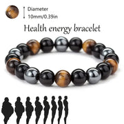 Men's Natural Hematite Bracelet Yellow Tiger Eye