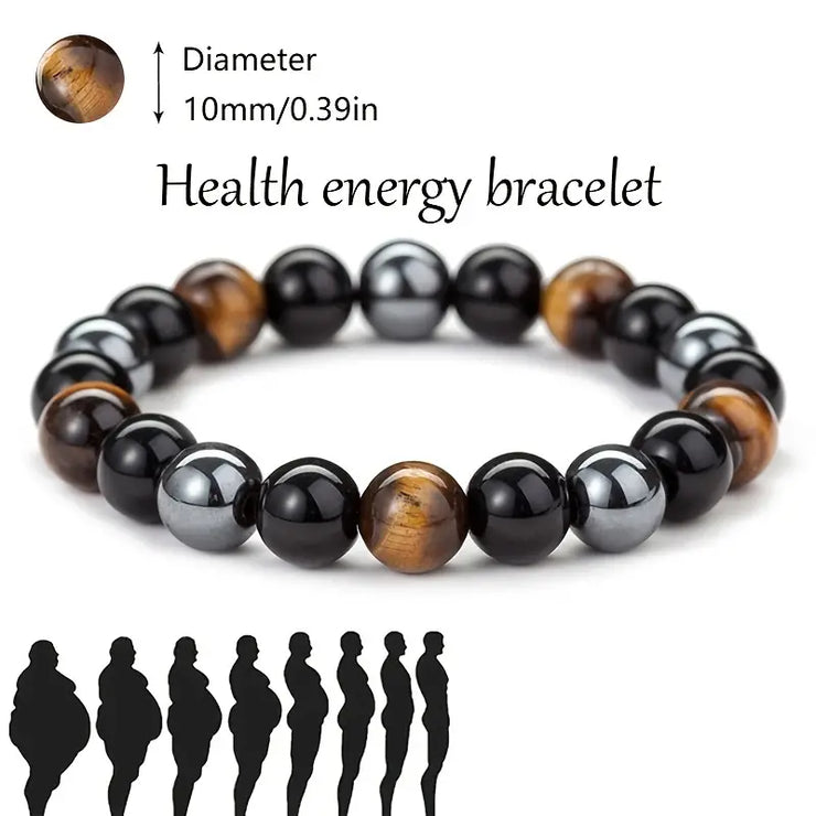 Men's Natural Hematite Bracelet Yellow Tiger Eye