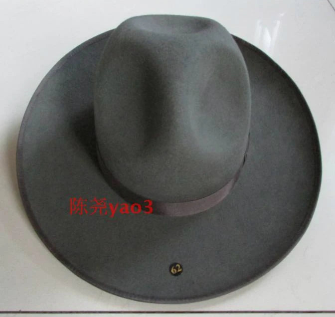 Men's 100% Woolen Fedoras Hat Wide Brim Oversize 12cm Woolen Hat Fashion Black Wool Felt Fedora Woolen Cap Equestrian Hat B-8127